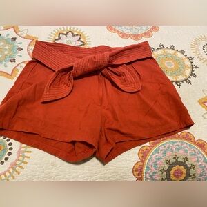 FP One Free People Red Shorts 4 Huge Waist Tie Cotton Side Pockets